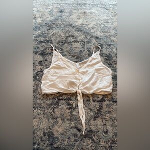 White Button-Front Crop Top